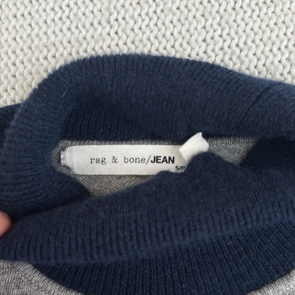 rag & bone Wool/Cashmere Turtleneck Sweater Grey/Navy/Cream Size Small - Picture 2 of 7